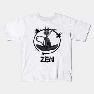 zen cat, yoga Kids T-Shirt